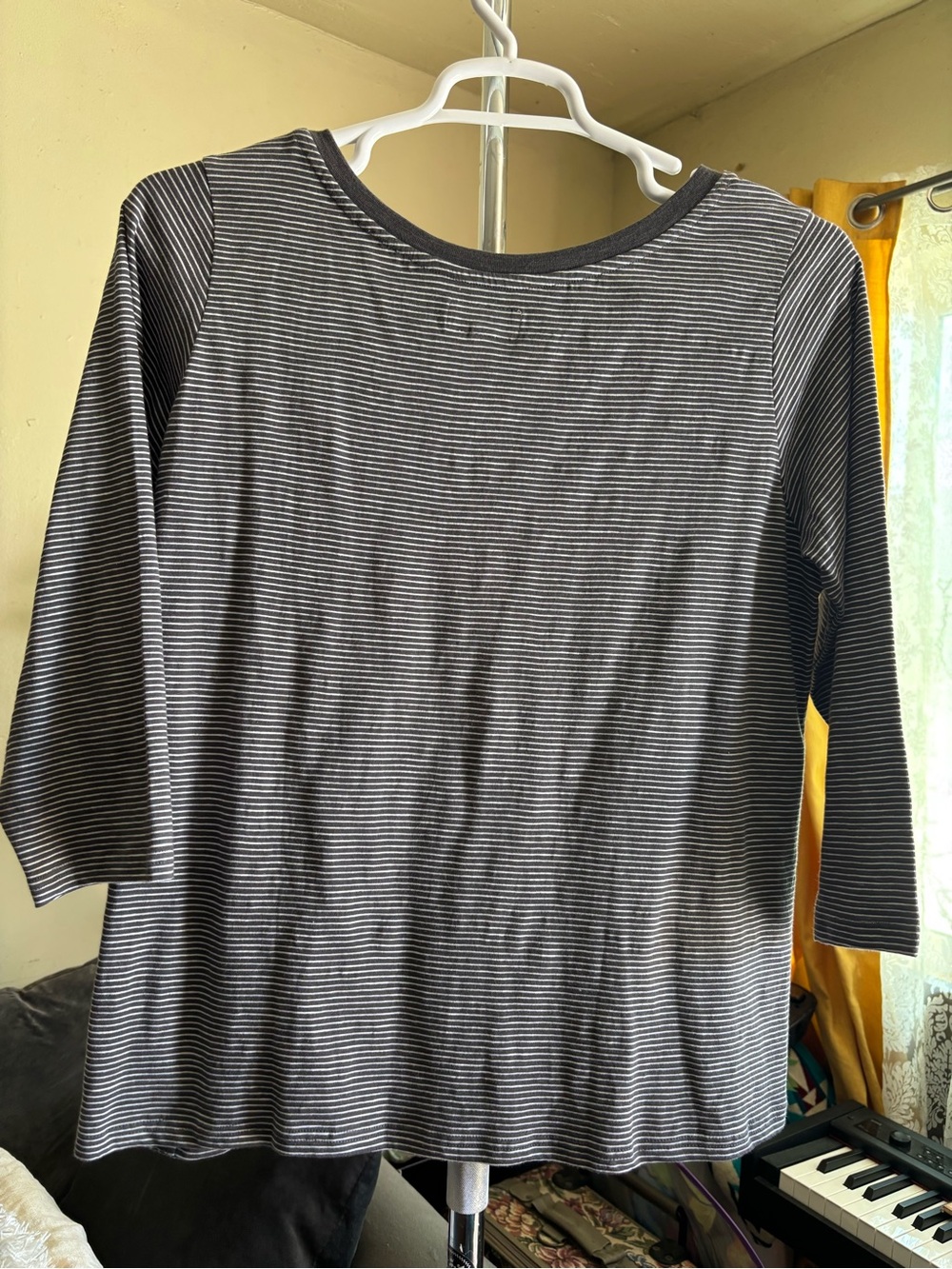 Pact Organic Cotton Striped 3/4 Sleeve Top Size L - Picture 4 of 11